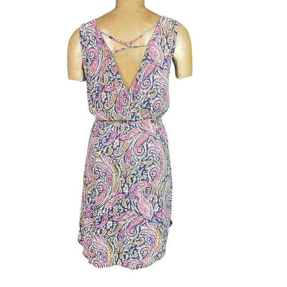 Lucky Brand Verna Floral Paisley Print Dress Linen Blend Sz M #330F - Picture 5 of 8